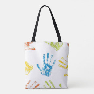 Ungar Handprints målar in Tygkasse