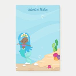 Ungar i African American Sjöjungfru Girl Personlig Post-it Block