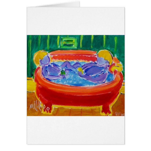 Ungar i bad hälsningskort (Framsidan)