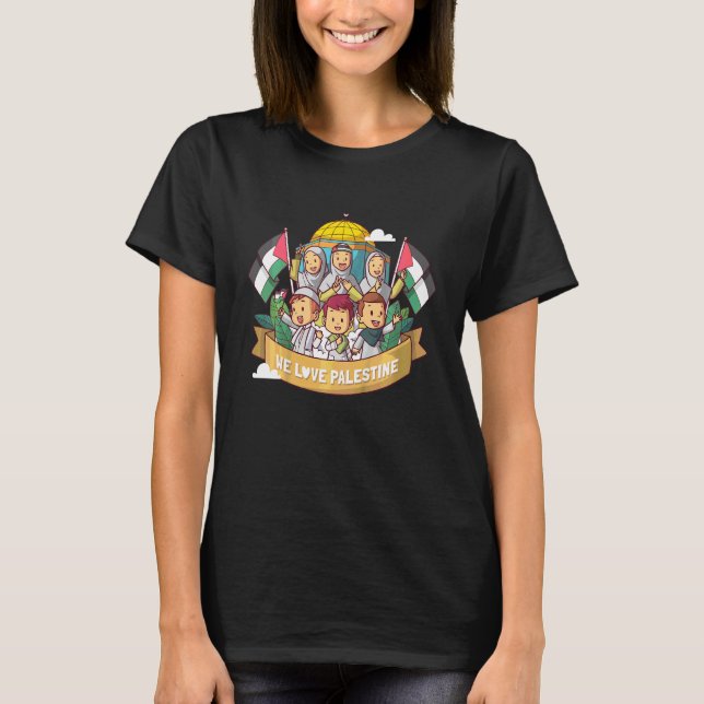 Ungar i fri palestinsk Flagga Arabiska Höger för K T Shirt (Framsida)