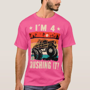 Ungar jag är 4 och krossar det monsteret lastbil f t shirt