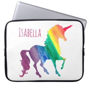Ungar kyler färgrik vattenfärgregnbågeUnicorn Laptop Sleeve
