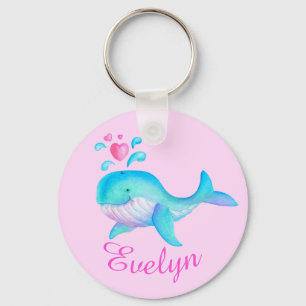 Ungar namngav val nyckfull konstkeychain nyckelring