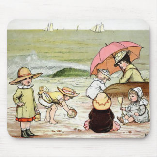 Ungar på stranden musmatta