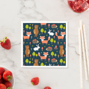 Ungar Roligt Forest Animals Bunny Rabbit Fox Bear Pappersservett