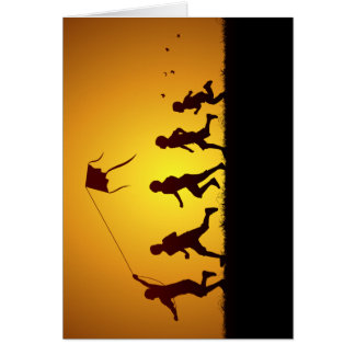 Ungar som flyger en drake hälsningskort