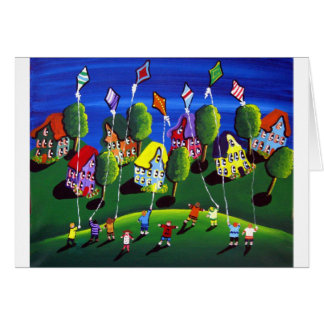 Ungar som flyger till Kites folkArt Hälsningskort