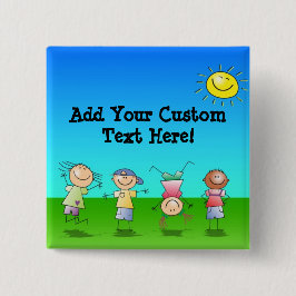 Ungar som utomhus leker på en solig dag knapp