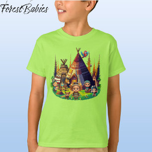 Ungar, tipis och djur från Indian, inhemska T Shirt