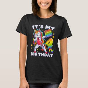 Ungar Unicorn, Birthday Girl 4-årig, 4:e födelseda T Shirt