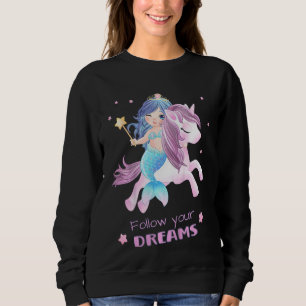 Ungar Unicorn och Sjöjungfru följer din drömsommar T Shirt