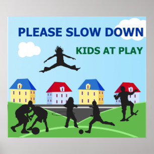 Ungar vid uppspelning Snälla, långsam nedskjutning Poster