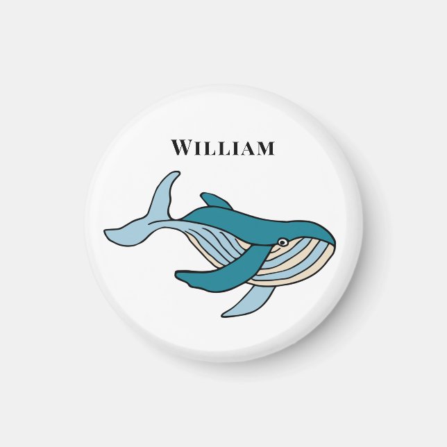 Ungar Whale Classic Personlig Namn Magnet (Framsidan)