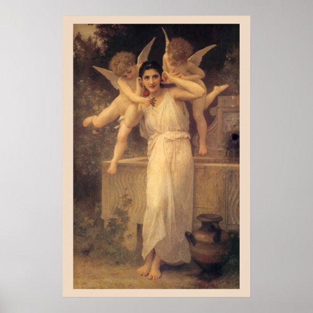 Ungdom av Bouguereau, viktorianska änglar porträtt Poster (Framsidan)