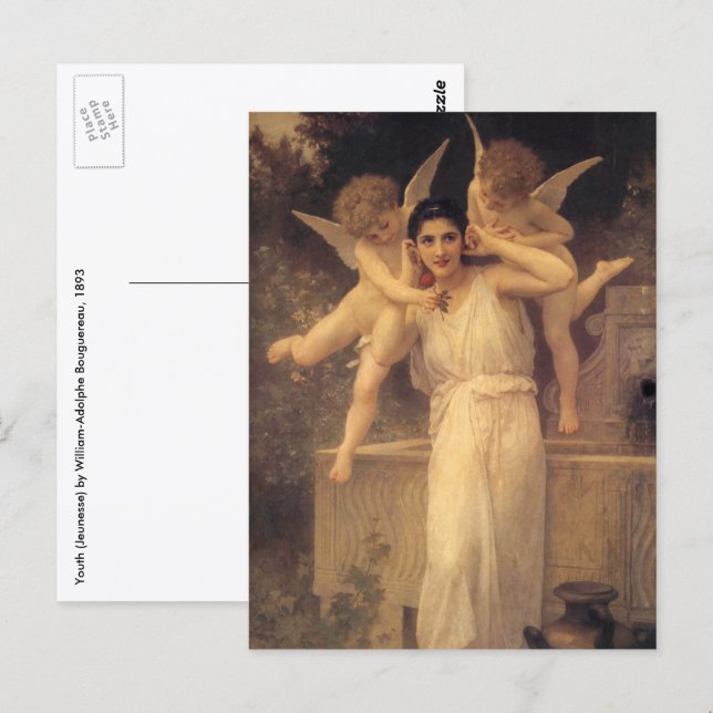 Ungdom av Bouguereau, Viktorianska änglars porträt Vykort (Fram/baksida)