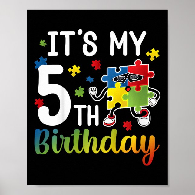 Ungdomar 5:e Autism-Födelsedagsfesten 5-årig Autis Poster (Framsidan)