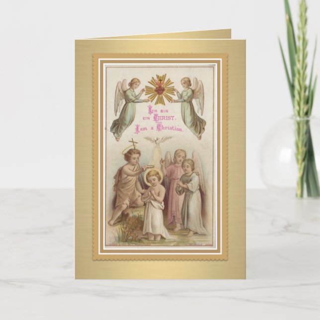 Ungdomdop w/Jesus, John The Baptist, änglar Kort (Framsida)