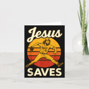 Ungdoms Pojkbaseboll Jesus Sparar Kristet Baseboll Kort