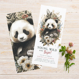 Ungdoms Vild 3:e födelsedagen Barn Cute Panda Inbjudningar