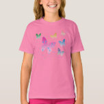 Ungdomsfjäril T-shirt<br><div class="desc">Pastellfjärilar och små blommor gör en söt t-shirt för en speciell liten flicka.</div>