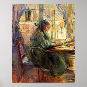 Ungdomsflicka som skriver av Berthe Morisot Poster