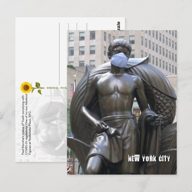 Ungdomsstatus med ansikte-mask - NYC V-vykort Vykort (Fram/baksida)