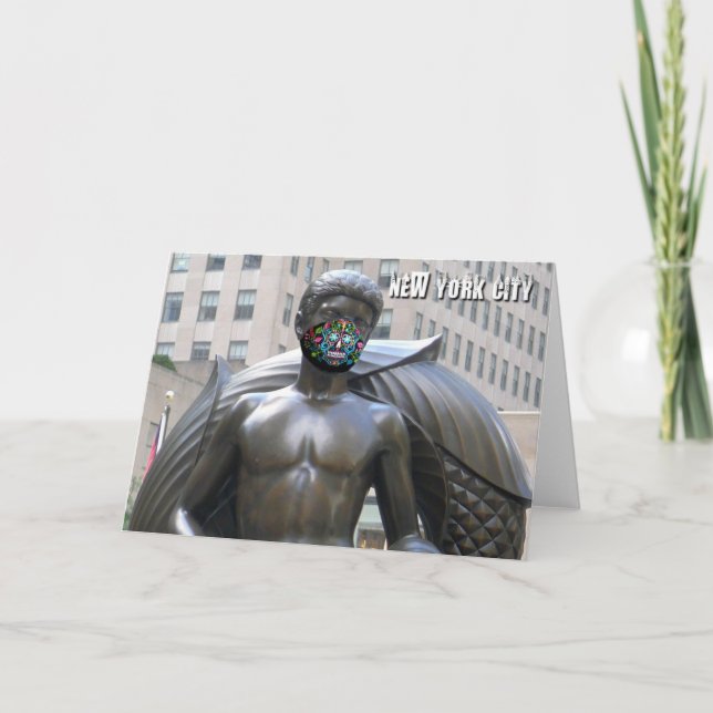 Ungdomsstaty w/calvera ansikte mask - NYC H-kort Kort (Framsida)