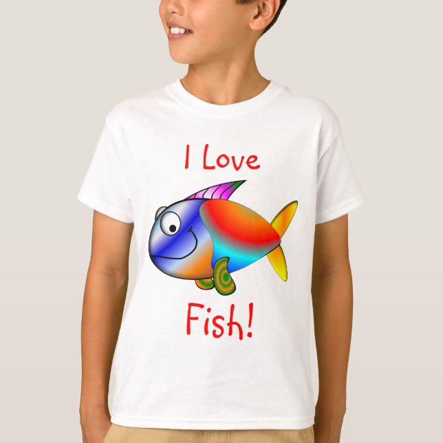 Unge"ÄLSKAR JAG FISK" T-tröja Tee (Framsida)