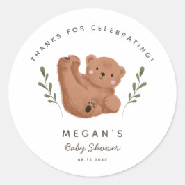 Unge Bear Gender Neutral Baby Shower Runt Klistermärke