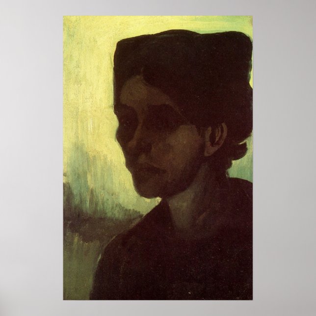 Unge bondkvinnas huvud av Vincent van Gogh Poster (Framsidan)