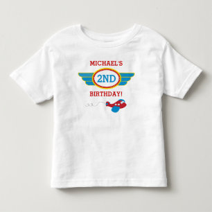 Unge för småbarn för flygplanfödelsedagT-tröj T Shirt