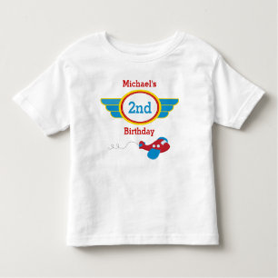 Unge för småbarn för flygplanfödelsedagT-tröja T Shirt