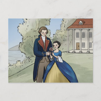 Unge George och Martha Washington på Mount Vernon Vykort
