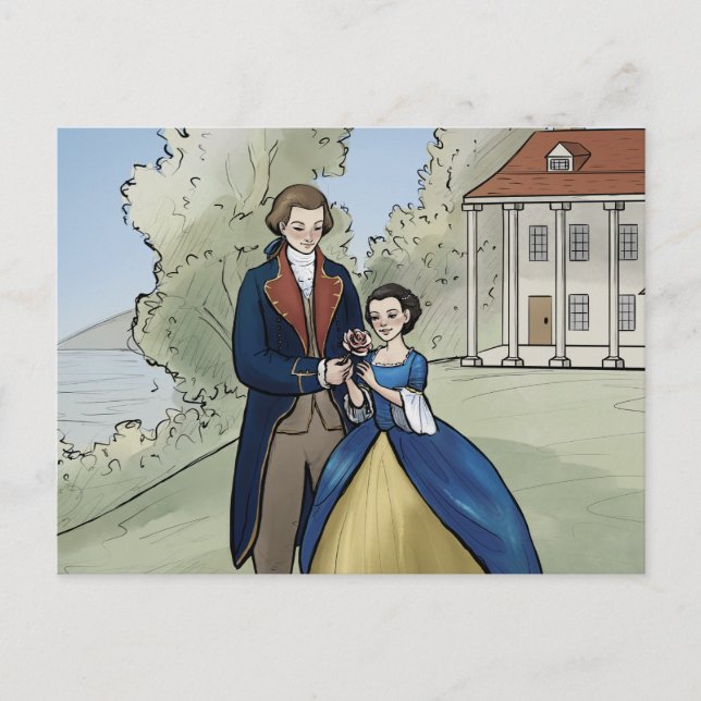 Unge George och Martha Washington på Mount Vernon Vykort (Framsida)