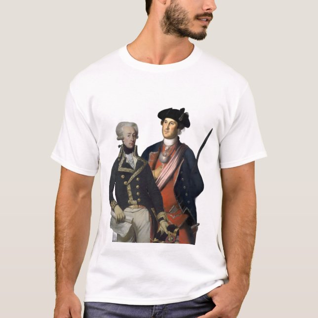 Unge George Washington och Lafayette T Shirt (Framsida)