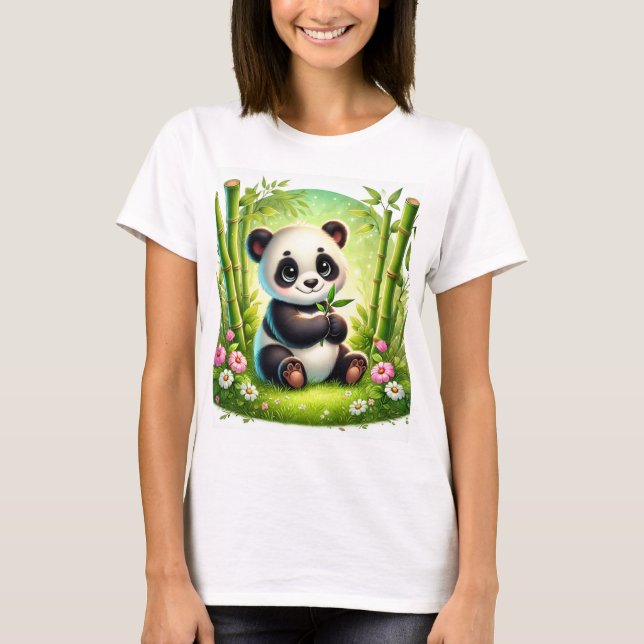 Unge i Bamboo Forest - Whimsical Art T Shirt (Framsida)