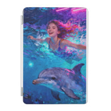 Unge kvinna och delfin.
