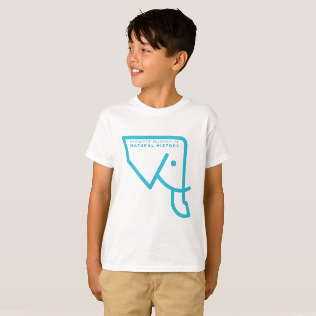 Unge T-tröja för elefant för MMNH-blått Tee (Hel framsida)