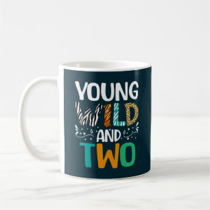 Unge Vild Och Två Roliga 2:a Födelsedag Tjej Pojke Kaffemugg