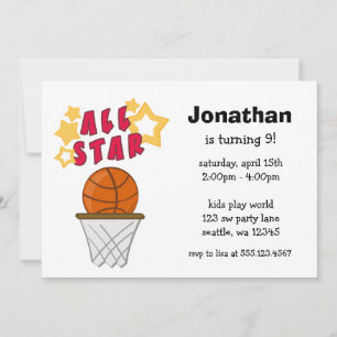 Ungebasket all stjärnafödelsedagsfest inbjudan
