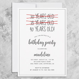 Ungefär 40 år gammal Födelsedagsfest Inbjudningar