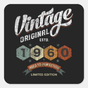 Ungefär 65 år gammal 65e från 1960 Vintagar, födel Fyrkantigt Klistermärke