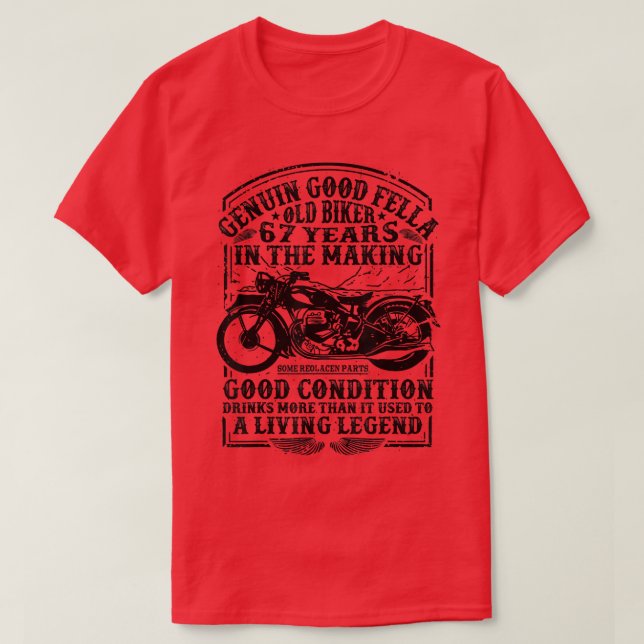 Ungefär 67 år gammal Biker Retro Stil Classic Moto T Shirt (Design framsida)