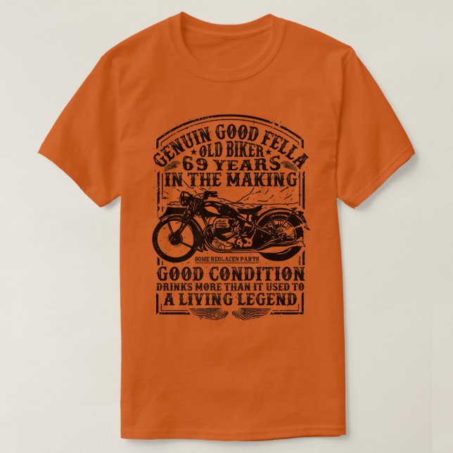 Ungefär 69 år gammal Biker Retro Stil Classic Moto T Shirt (Design framsida)