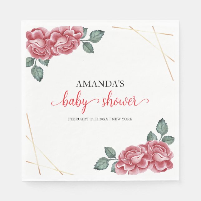 Ungefär babystövel i Modern Elegant Ro Blommigt Pappersservett (Framsidan)