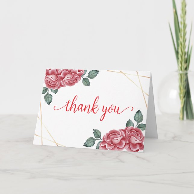 Ungefär babystövel i Modern Elegant Ro Blommigt Tack Kort (Framsida)