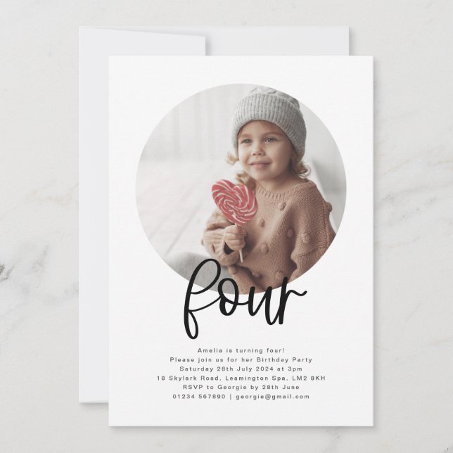 Ungefär fyra födelsedagsinbjudningar inbjudningar (Framsida)