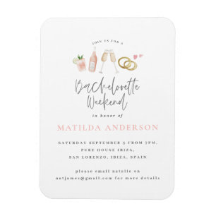Ungefär rosa champagne chic bachelorette Trä a Magnet