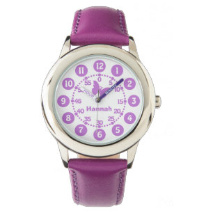 Ungeflickor lilor & vitpersonligarmbandsur armbandsur