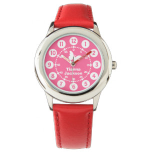 Ungeflickor rött armbandsur för rosa- &